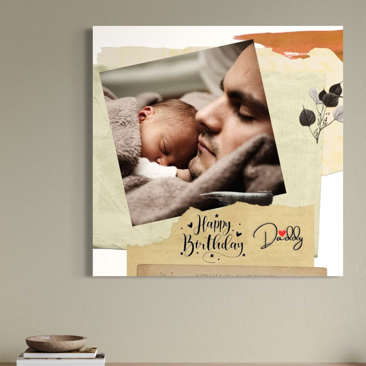 Personalisiertes Leinwandbild mit 1 Foto für Papa "Happy Birthday Daddy", PS172