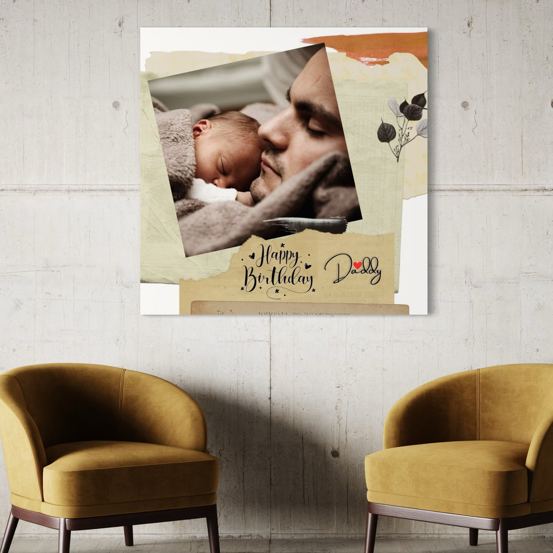 Personalisiertes Leinwandbild mit 1 Foto für Papa "Happy Birthday Daddy", PS172