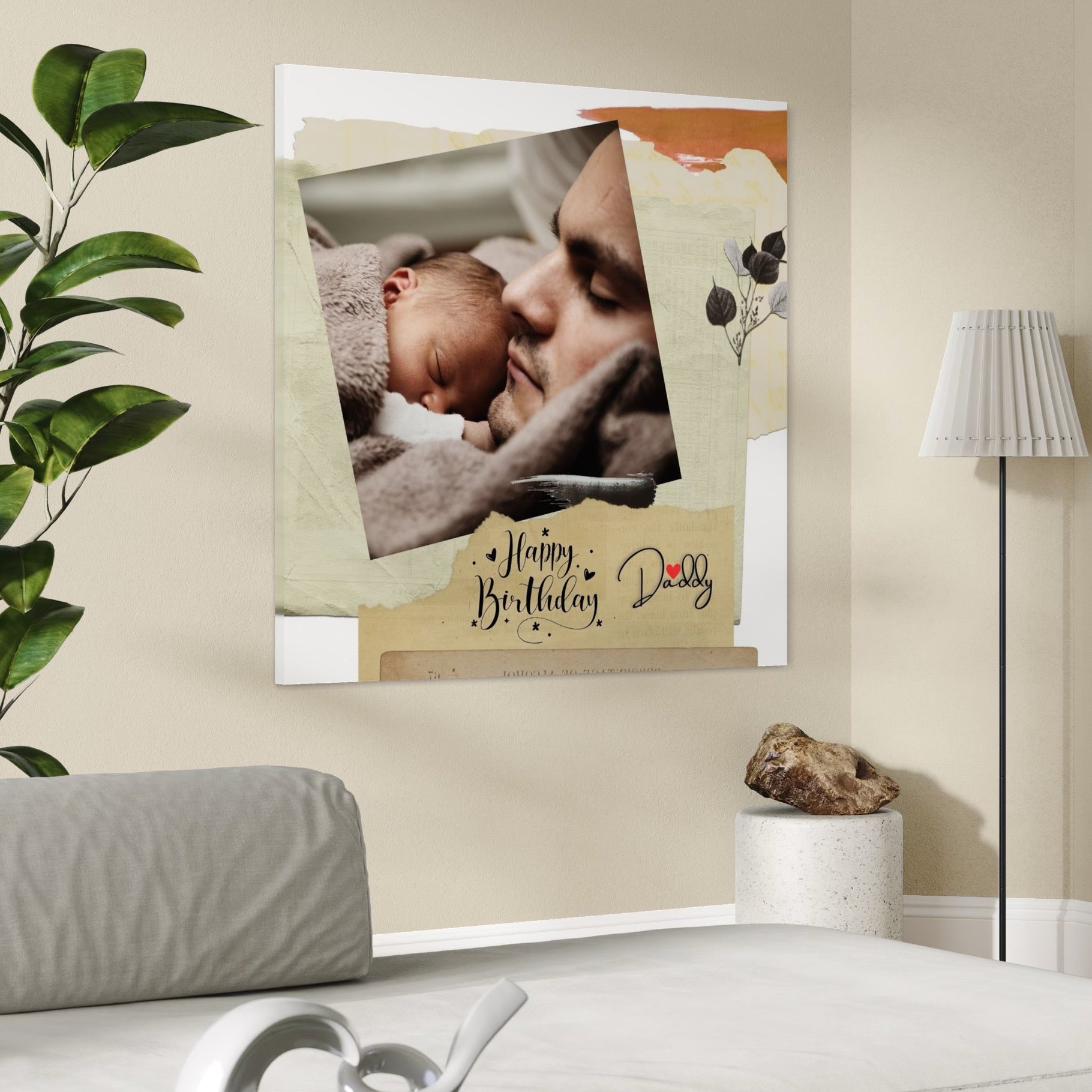Tablou Canvas Personalizat cu 1 Poza Pentru Tata "Happy Birthday Daddy", PS172