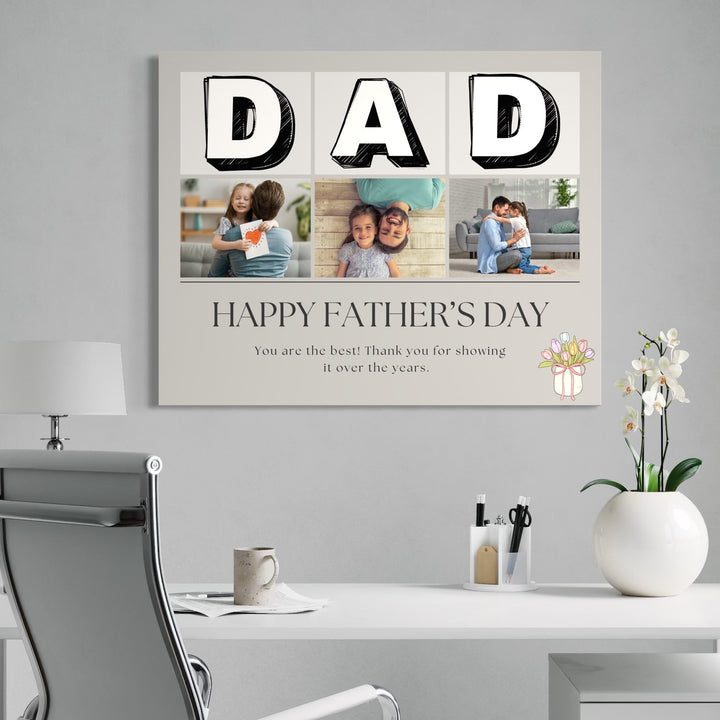 Personalisierte Leinwand Leinwandbild mit 3 Fotos für Papa "Happy Father's Day", PS173