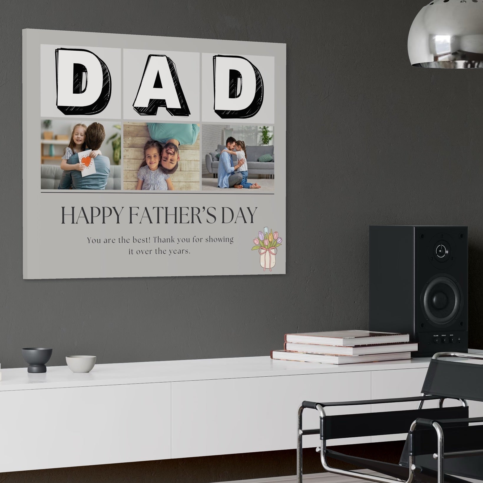 Tablou Canvas Personalizat cu 3 Poze Pentru Tata 