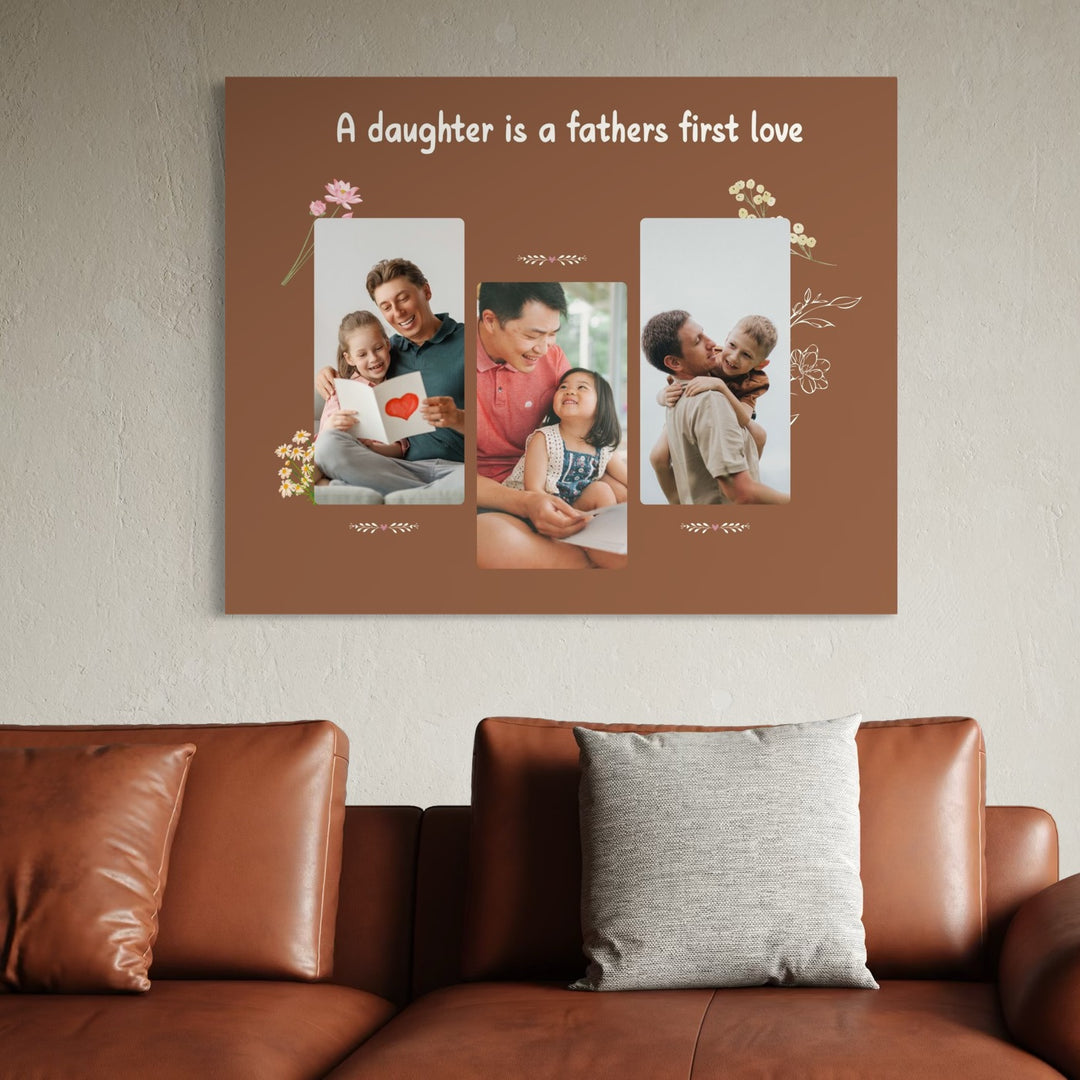 Personalisierte Leinwand Leinwandbilder mit 3 Bildern für Papa "Eine Tochter ist die erste Liebe eines Vaters", PS174