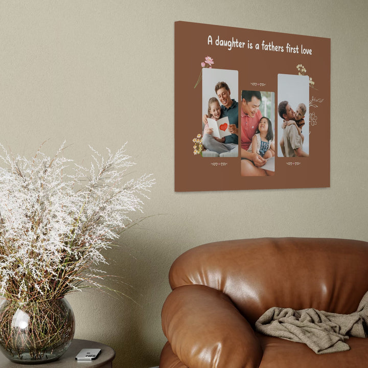 Personalisierte Leinwand Leinwandbilder mit 3 Bildern für Papa "Eine Tochter ist die erste Liebe eines Vaters", PS174