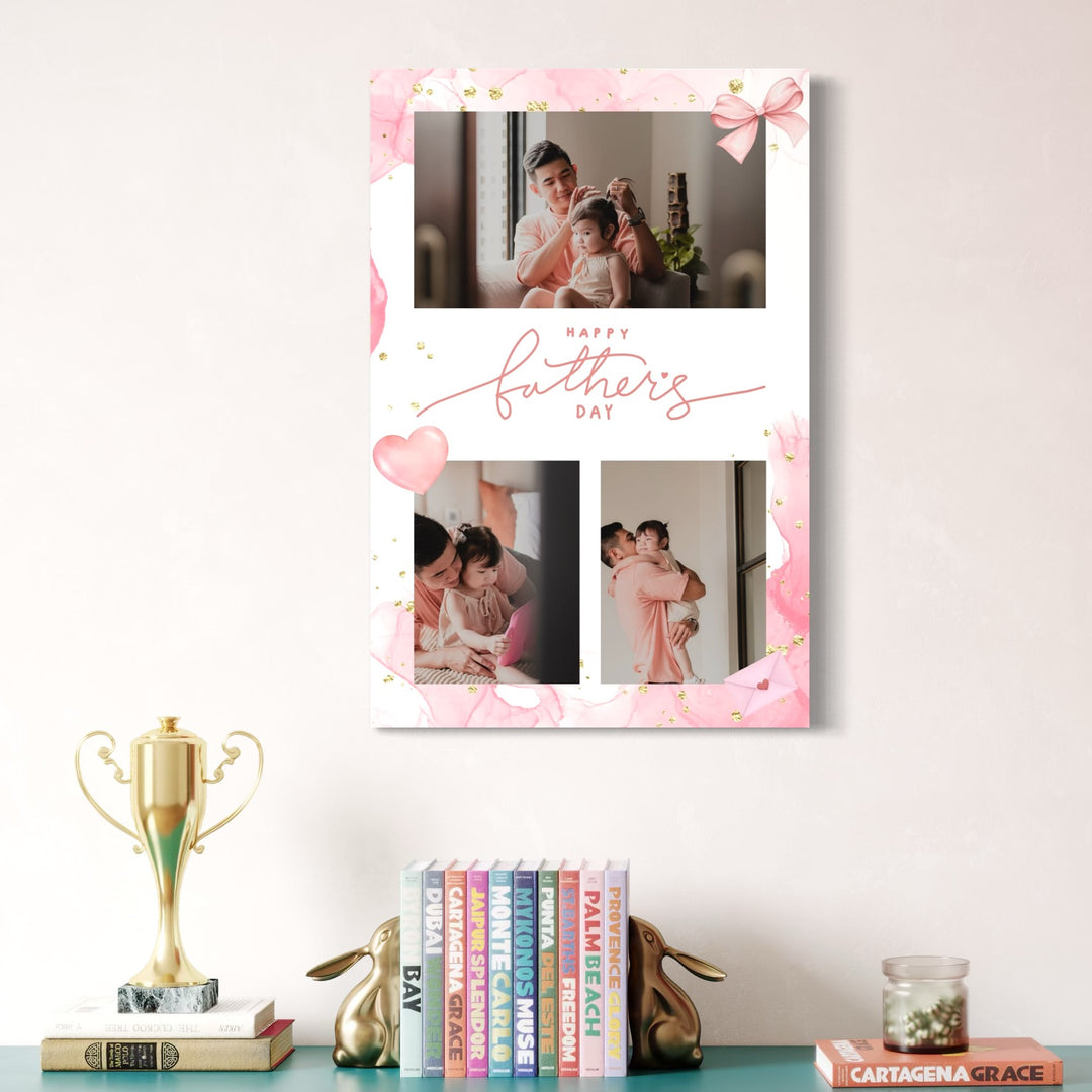 Personalisierte Leinwand Leinwand Wandbild mit 3 Fotos für Papa "Happy Father's Day", PS175