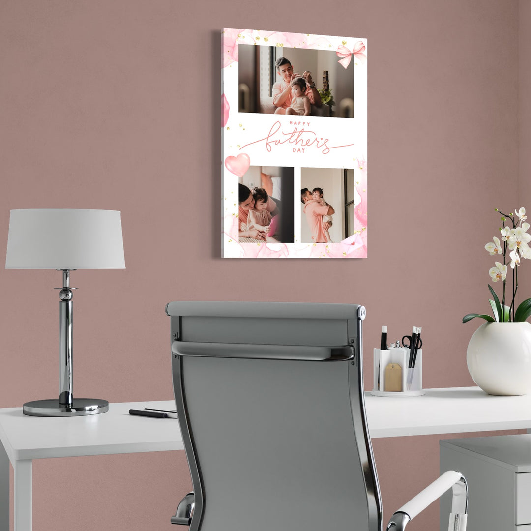 Personalisierte Leinwand Leinwand Wandbild mit 3 Fotos für Papa "Happy Father's Day", PS175