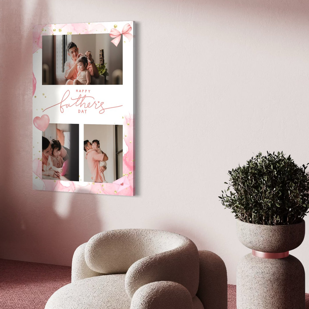 Personalisierte Leinwand Leinwand Wandbild mit 3 Fotos für Papa "Happy Father's Day", PS175