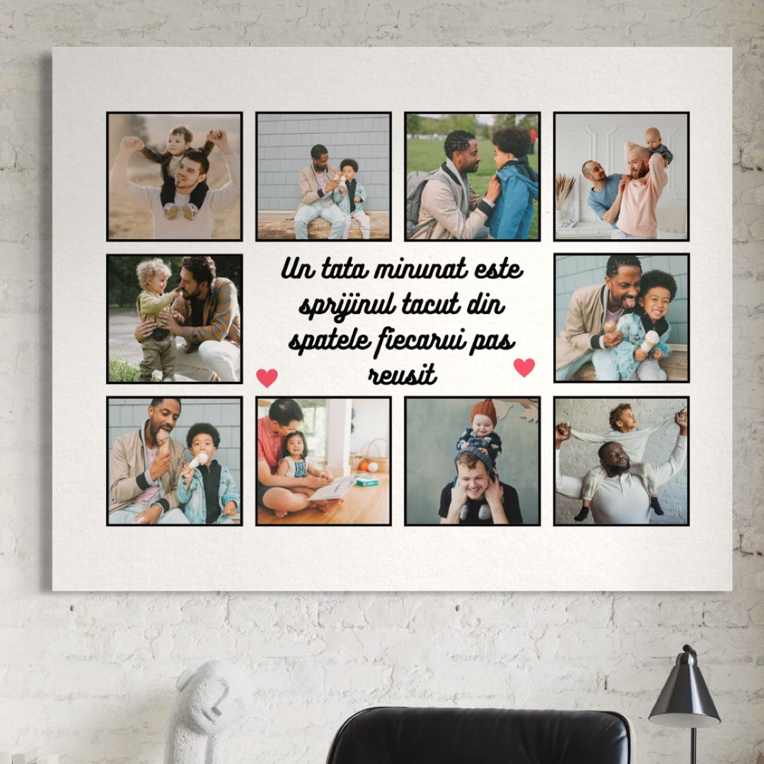 Tablou Canvas Personalizat cu 10 Poze Pentru Tata "Un Tata Minunat", PS177