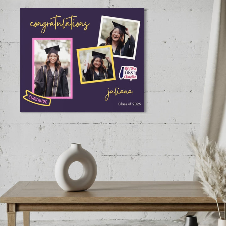 Personalisierte Leinwand Leinwandbilder mit 3 Abschlussbildern "Congratulation", PS182