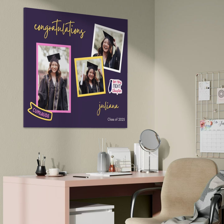 Personalisierte Leinwand Leinwandbilder mit 3 Abschlussbildern "Congratulation", PS182