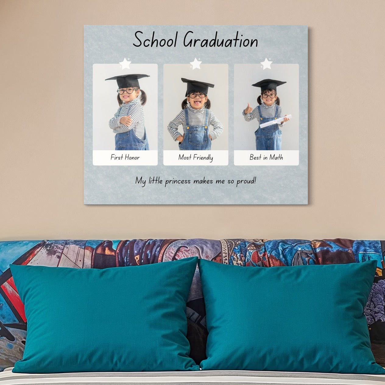 Tablou Canvas Personalizat cu 3 Poze Pentru Absolvire 