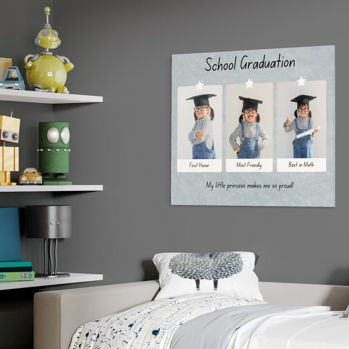 Personalisiertes Leinwandbild mit 3 Abschlussbildern "Schulabschluss", PS183