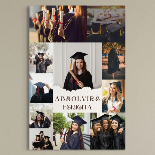 Tablou Canvas Personalizat cu 11 Poze Pentru Absolvire "Absolvire Fericita", PS185