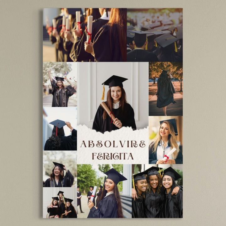Personalisierte Leinwandtafel mit 11 Bildern zum Schulabschluss "Happy Graduation", PS185