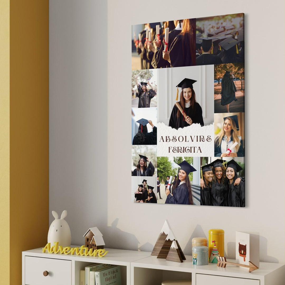 Personalisierte Leinwandtafel mit 11 Bildern zum Schulabschluss "Happy Graduation", PS185