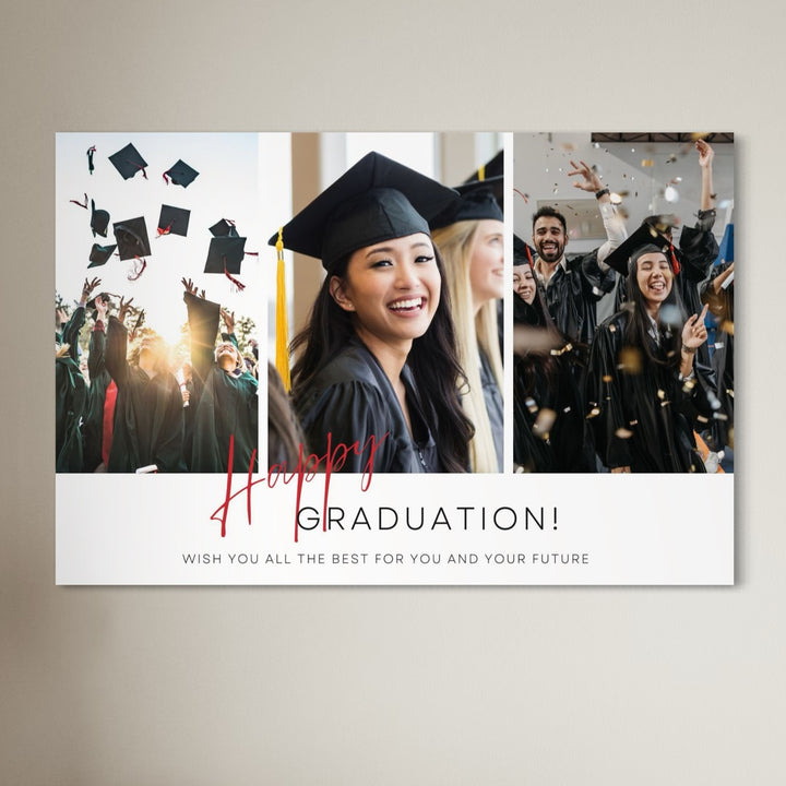 Personalisierte Leinwand Leinwandbild mit 3 Abschlussbilder "Happy Graduation", PS187