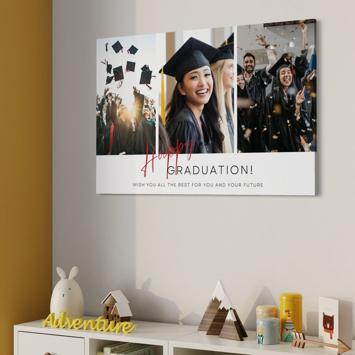 Personalisierte Leinwand Leinwandbild mit 3 Abschlussbilder "Happy Graduation", PS187