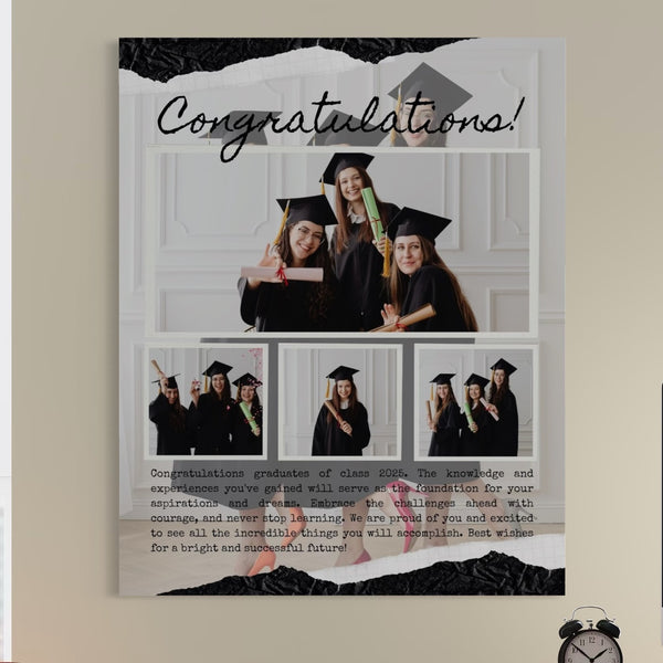 Tablou Canvas Personalizat cu 4 Poze Pentru Absolvire "Congratulations", PS188