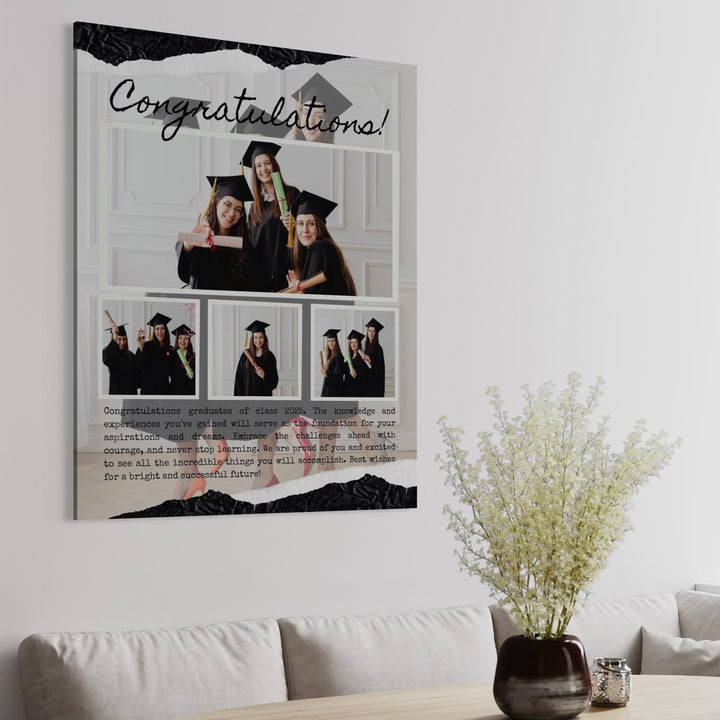 Personalisiertes Leinwandbild mit 4 Abschlussfotos "Herzlichen Glückwunsch", PS188