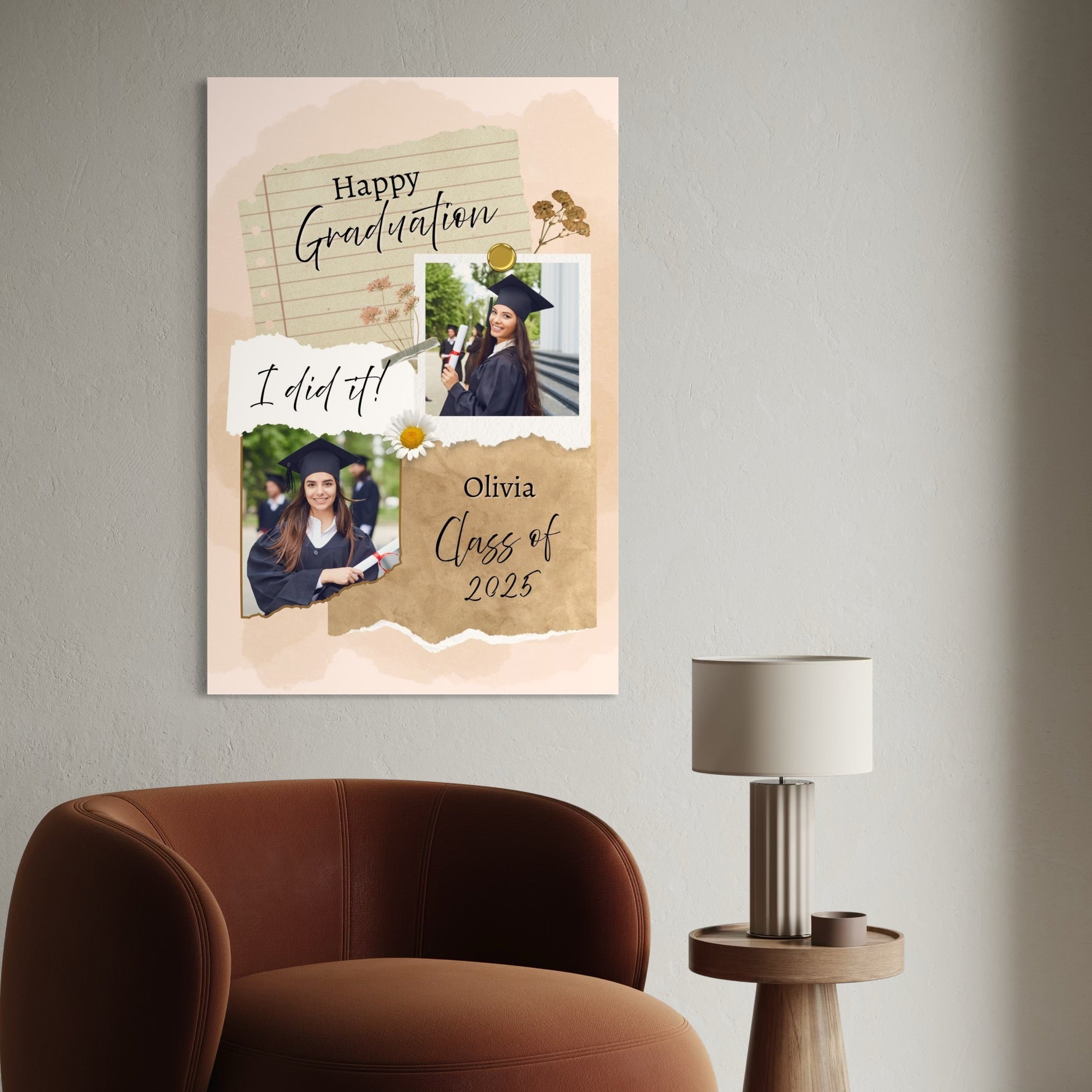 Tablou Canvas Personalizat cu 2 Poze Pentru Absolvire "Happy Graduation", PS190