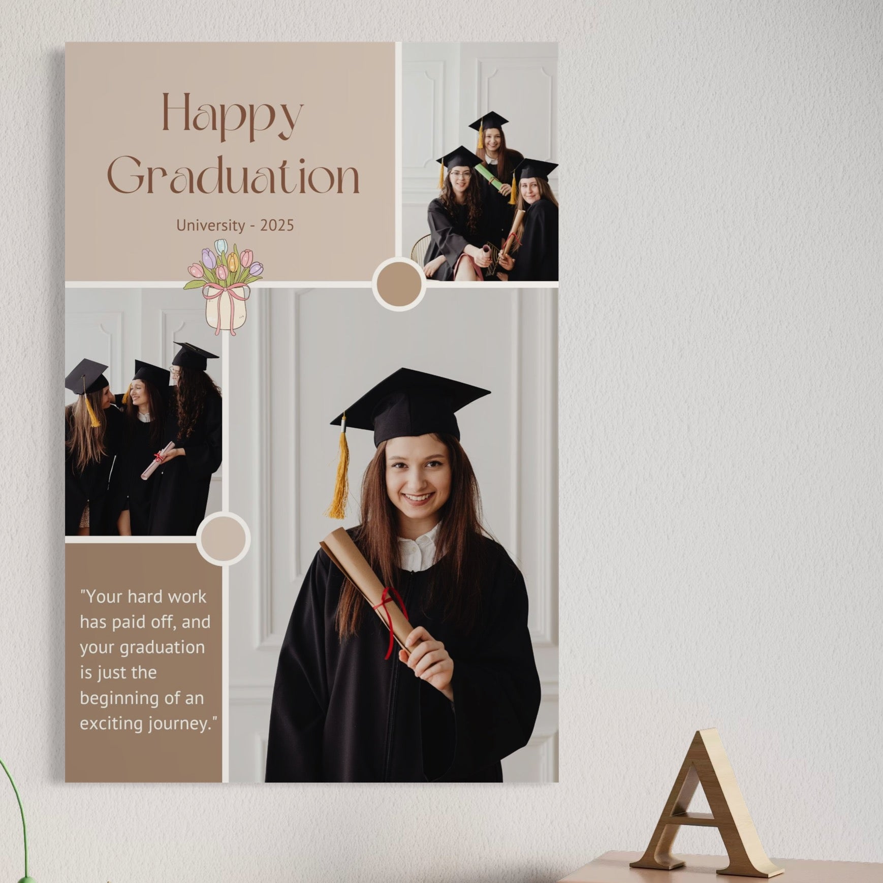 Tablou Canvas Personalizat cu 3 Poze Pentru Absolvire 