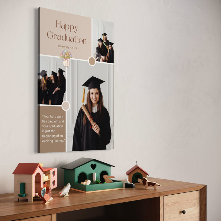 Personalisierte Leinwand Leinwandbilder mit 3 Abschlussfotos "Congratulations", PS192