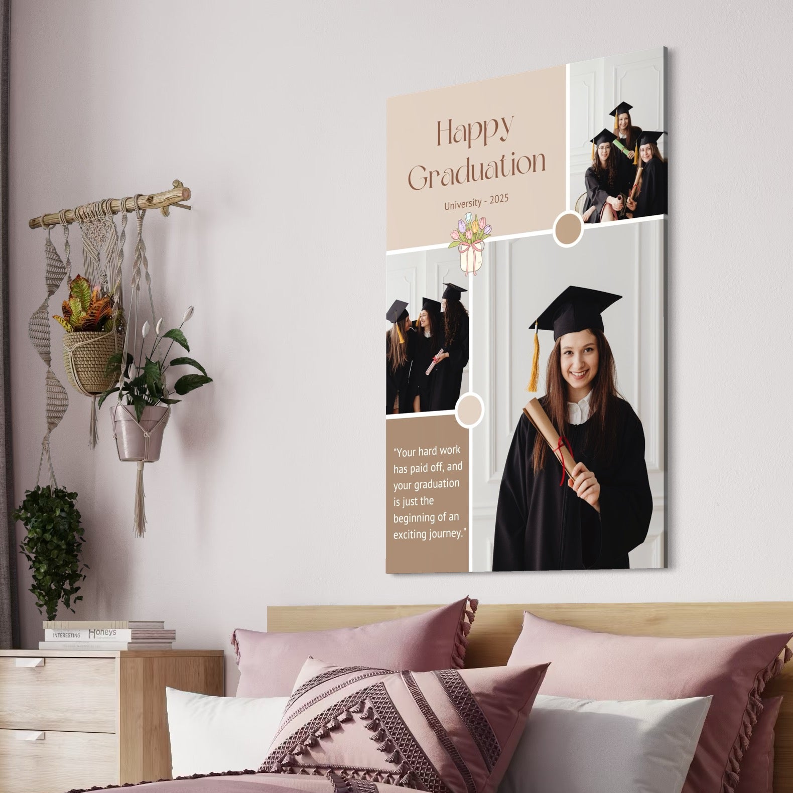 Tablou Canvas Personalizat cu 3 Poze Pentru Absolvire 