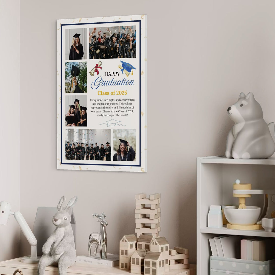 Personalisiertes Leinwandbild mit 6 Abschlussbildern "Happy Graduation", PS194