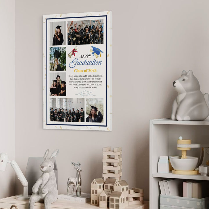 Personalisiertes Leinwandbild mit 6 Abschlussbildern "Happy Graduation", PS194