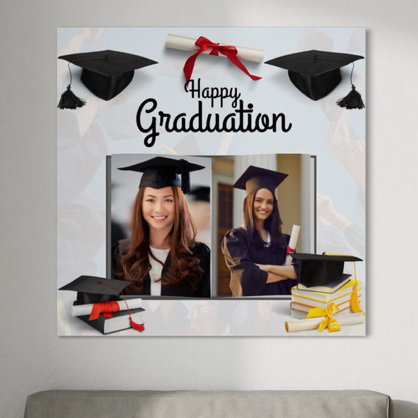 Tablou Canvas Personalizat cu 2 Poze Pentru Absolvire "Happy Graduation", PS197