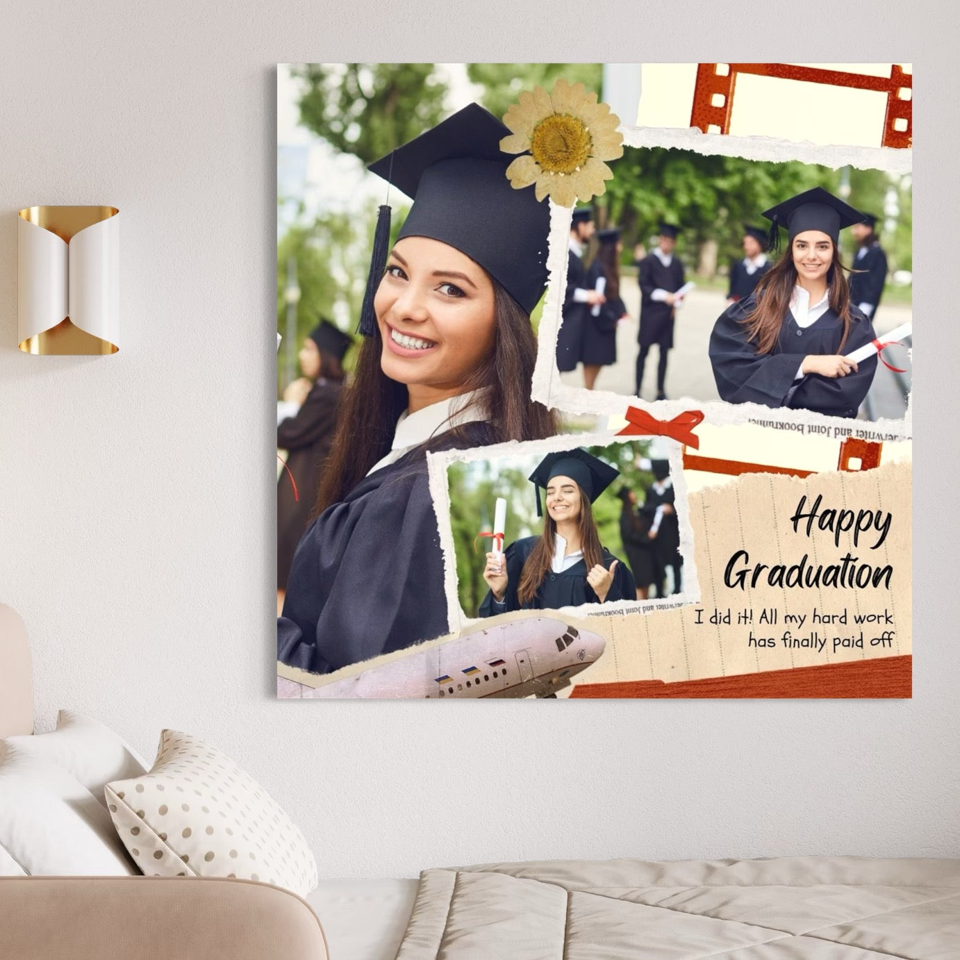 Tablou Canvas Personalizat cu 3 Poze Pentru Absolvire 