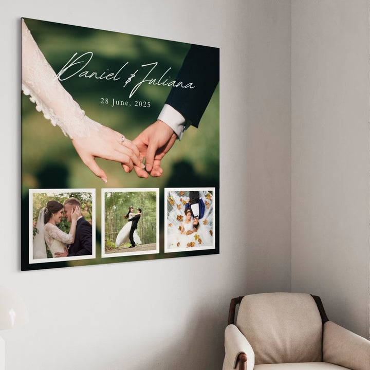 Tablou Canvas Personalizat cu 4 Poze Pentru Nunta "Hand In Hand", PS200