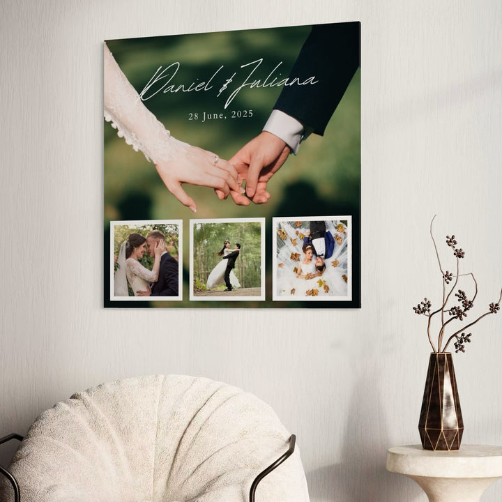 Tablou Canvas Personalizat cu 4 Poze Pentru Nunta "Hand In Hand", PS200