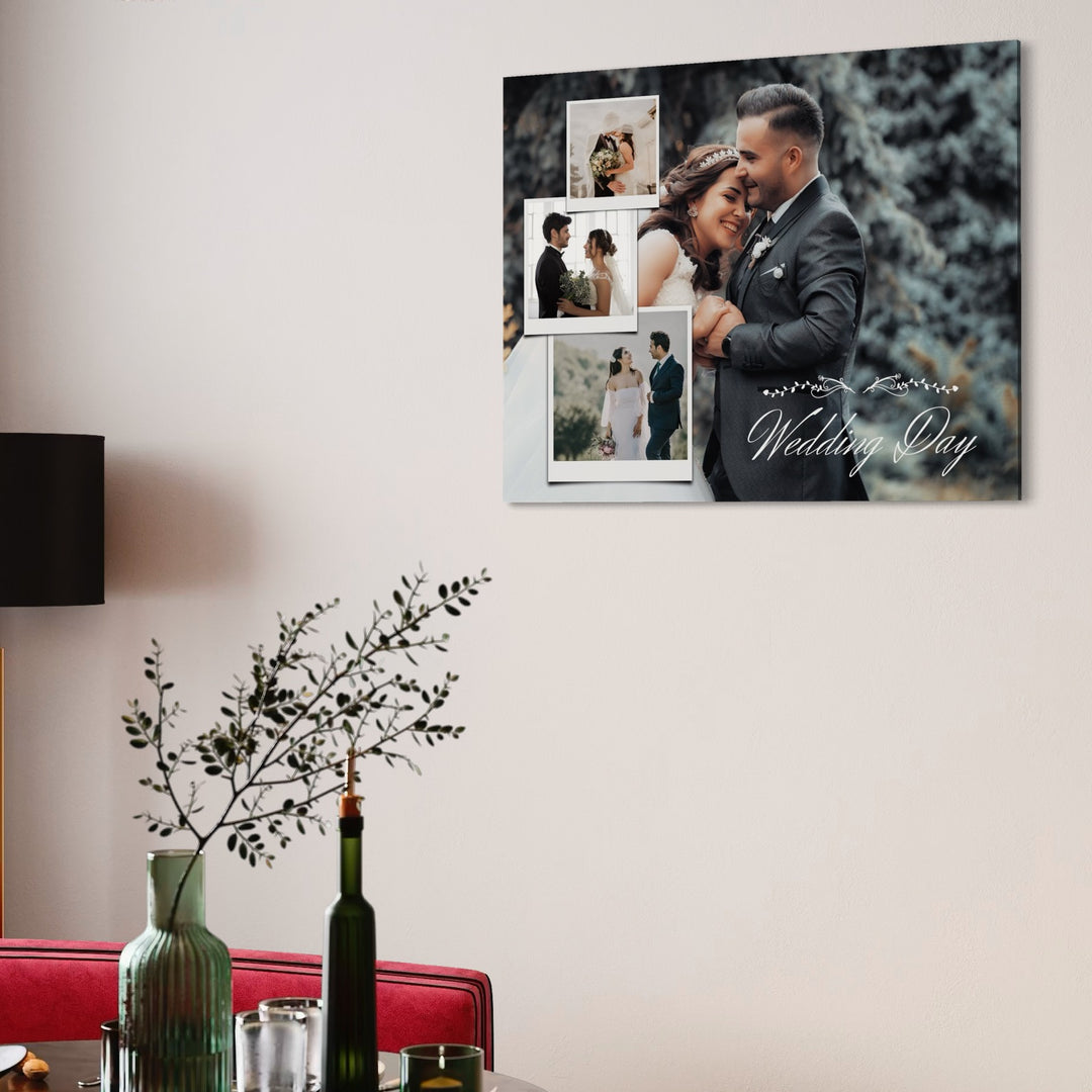 Personalisiertes Leinwandbild mit 4 Hochzeitsbildern "Hochzeitstag", PS202