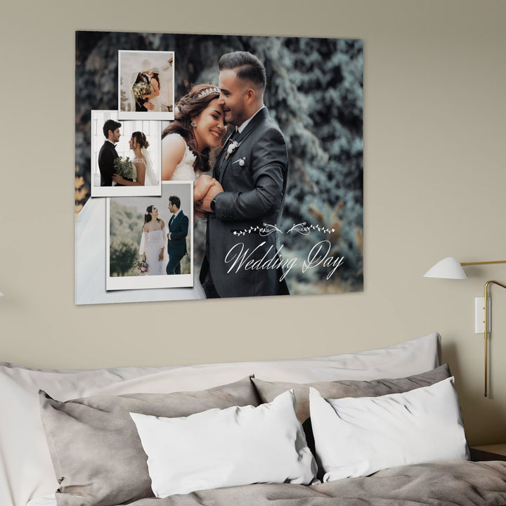 Personalisiertes Leinwandbild mit 4 Hochzeitsbildern "Hochzeitstag", PS202