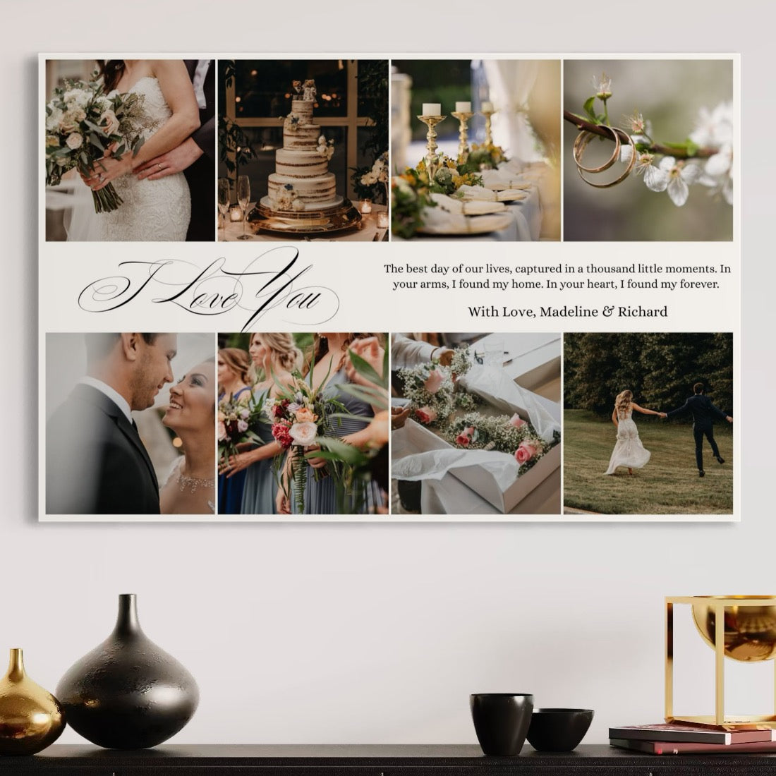 Tablou Canvas Personalizat cu 8 Poze Pentru Nunta 