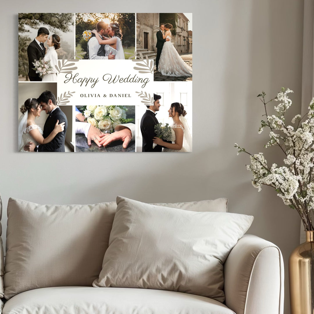 Tablou Canvas Personalizat cu 6 Poze Pentru Nunta "Happy Wedding", PS204