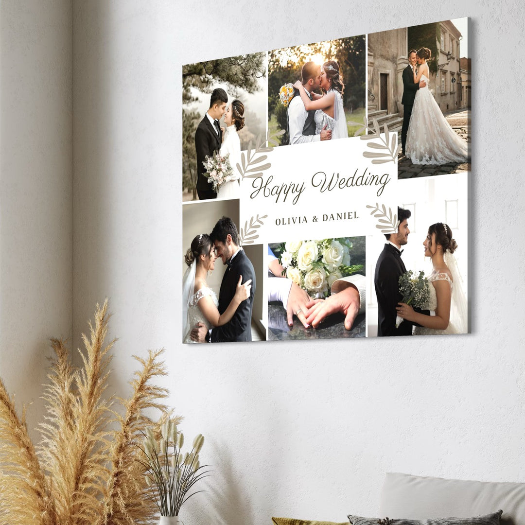 Tablou Canvas Personalizat cu 6 Poze Pentru Nunta "Happy Wedding", PS204