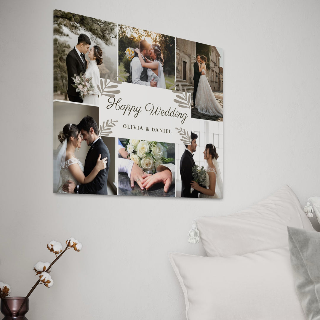 Tablou Canvas Personalizat cu 6 Poze Pentru Nunta "Happy Wedding", PS204