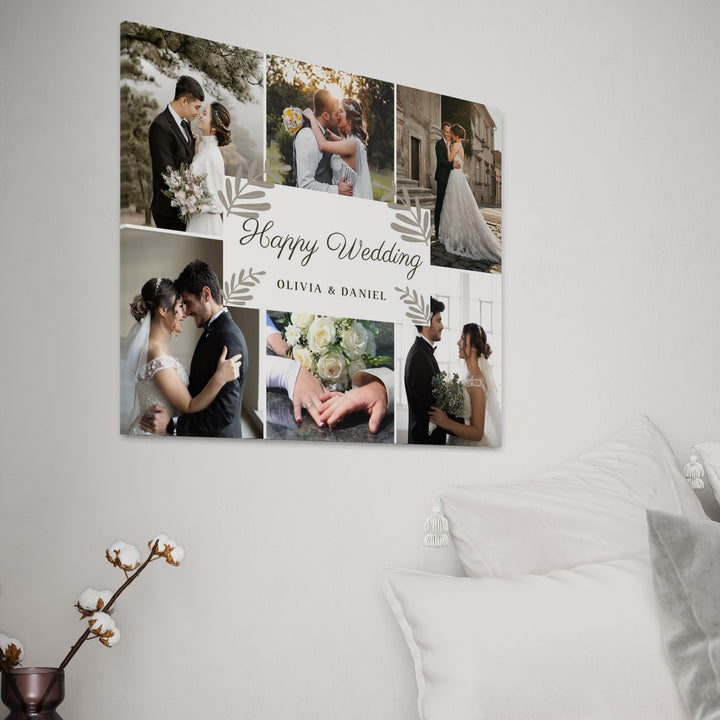 Tablou Canvas Personalizat cu 6 Poze Pentru Nunta "Happy Wedding", PS204