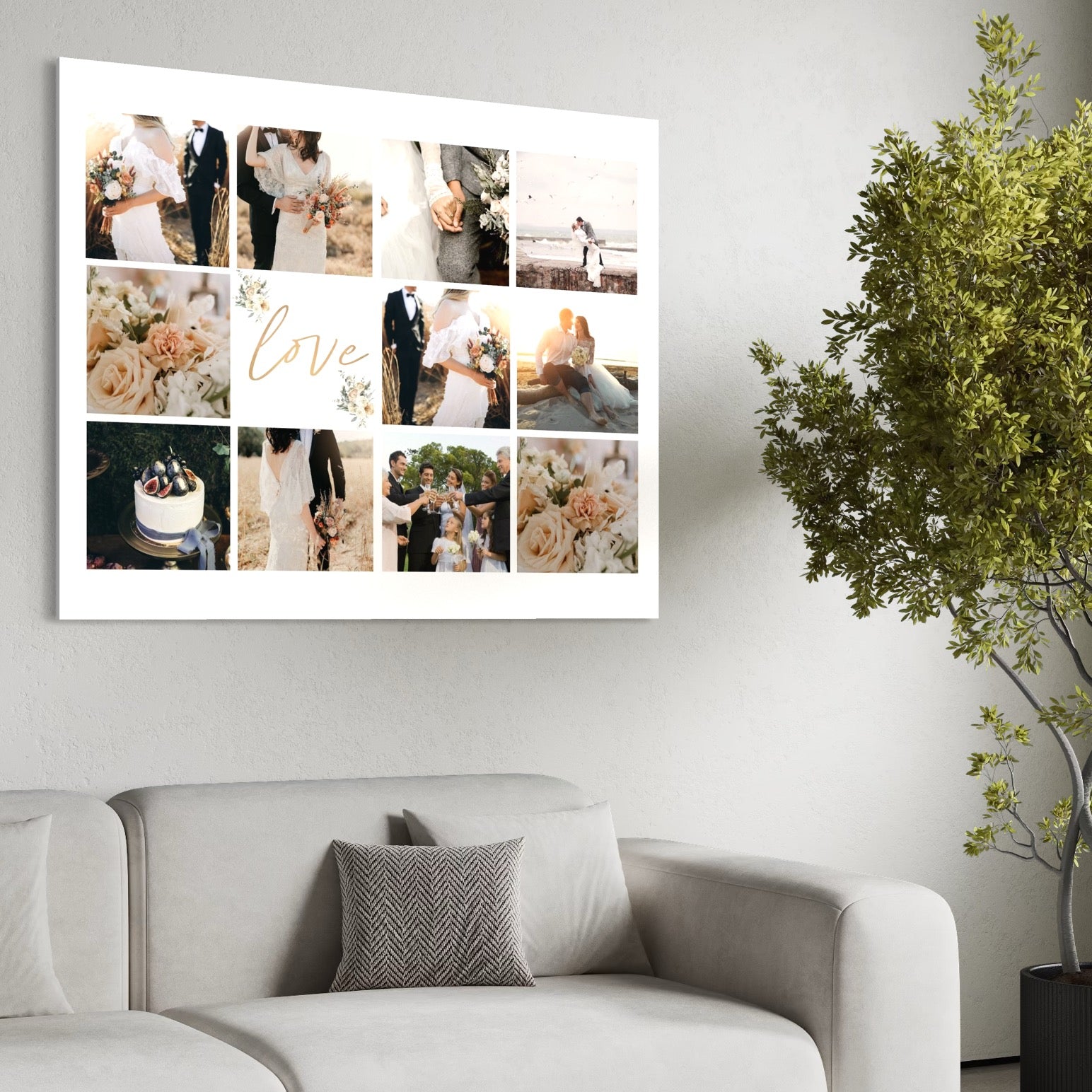 Tablou Canvas Personalizat cu 11 Poze Pentru Nunta "Love", PS205