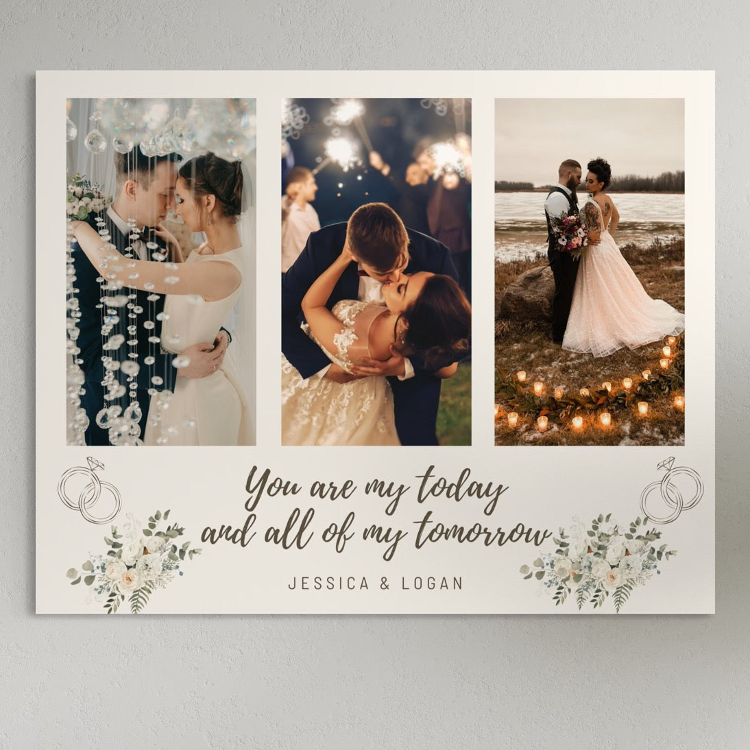 Tablou Canvas Personalizat cu 3 Poze Pentru Nunta 