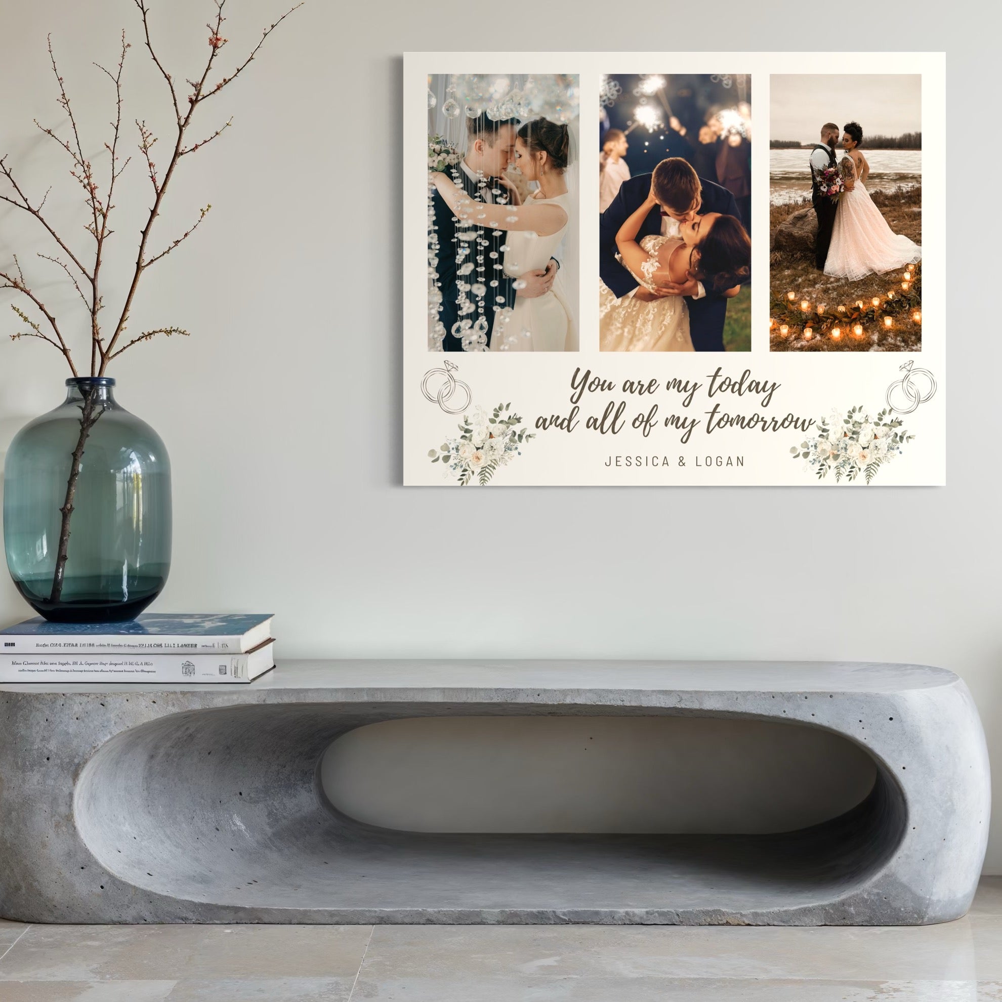 Tablou Canvas Personalizat cu 3 Poze Pentru Nunta 