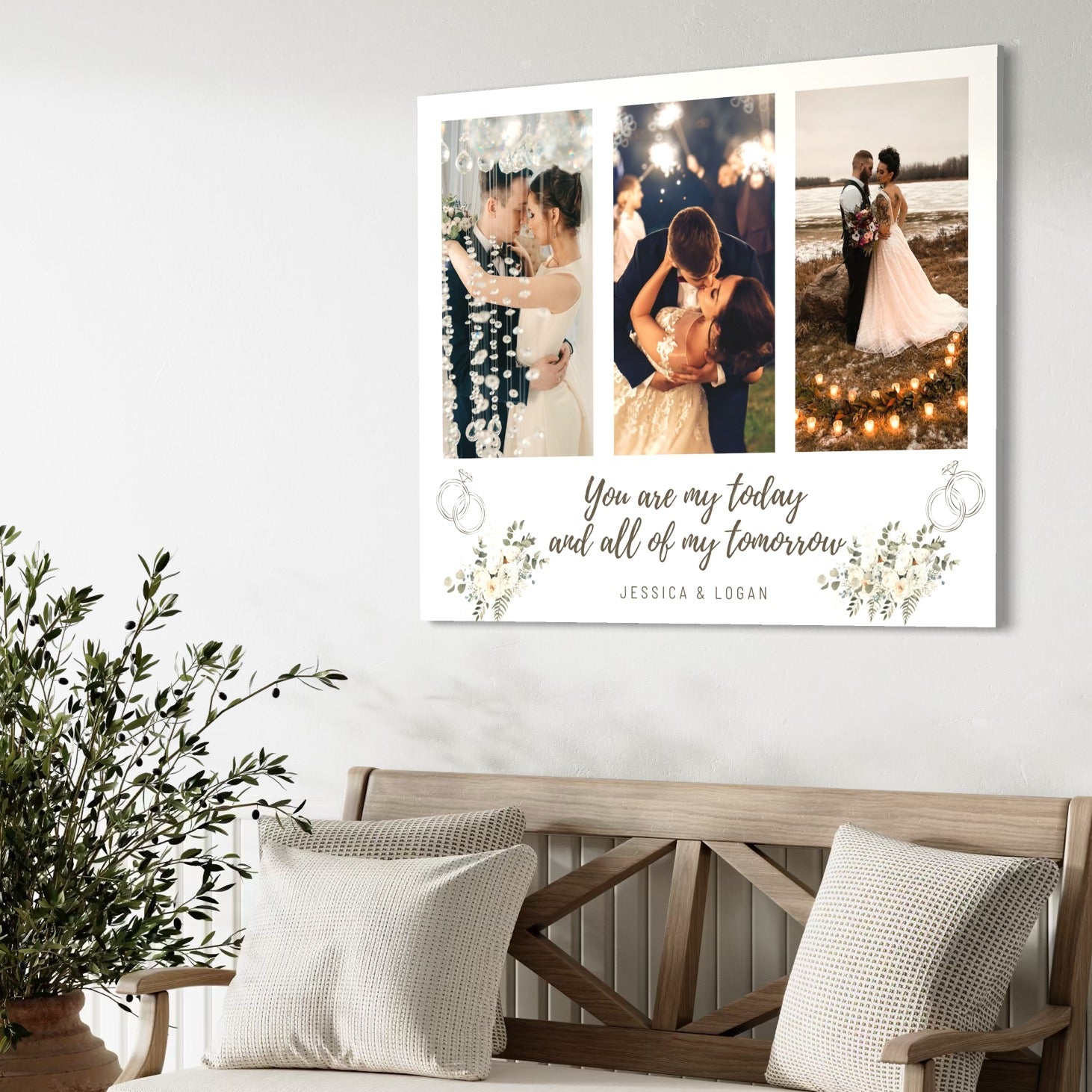 Tablou Canvas Personalizat cu 3 Poze Pentru Nunta 