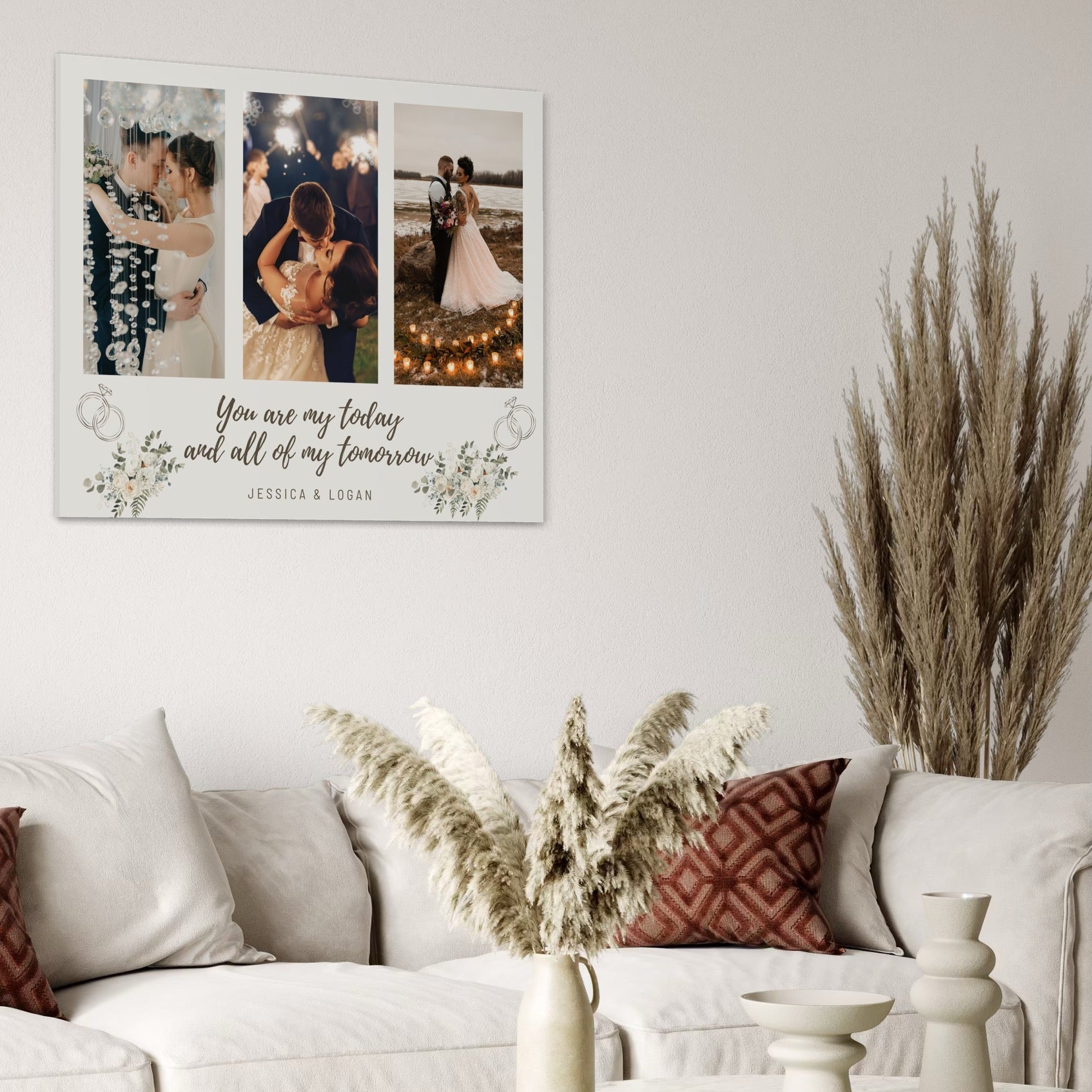 Tablou Canvas Personalizat cu 3 Poze Pentru Nunta 
