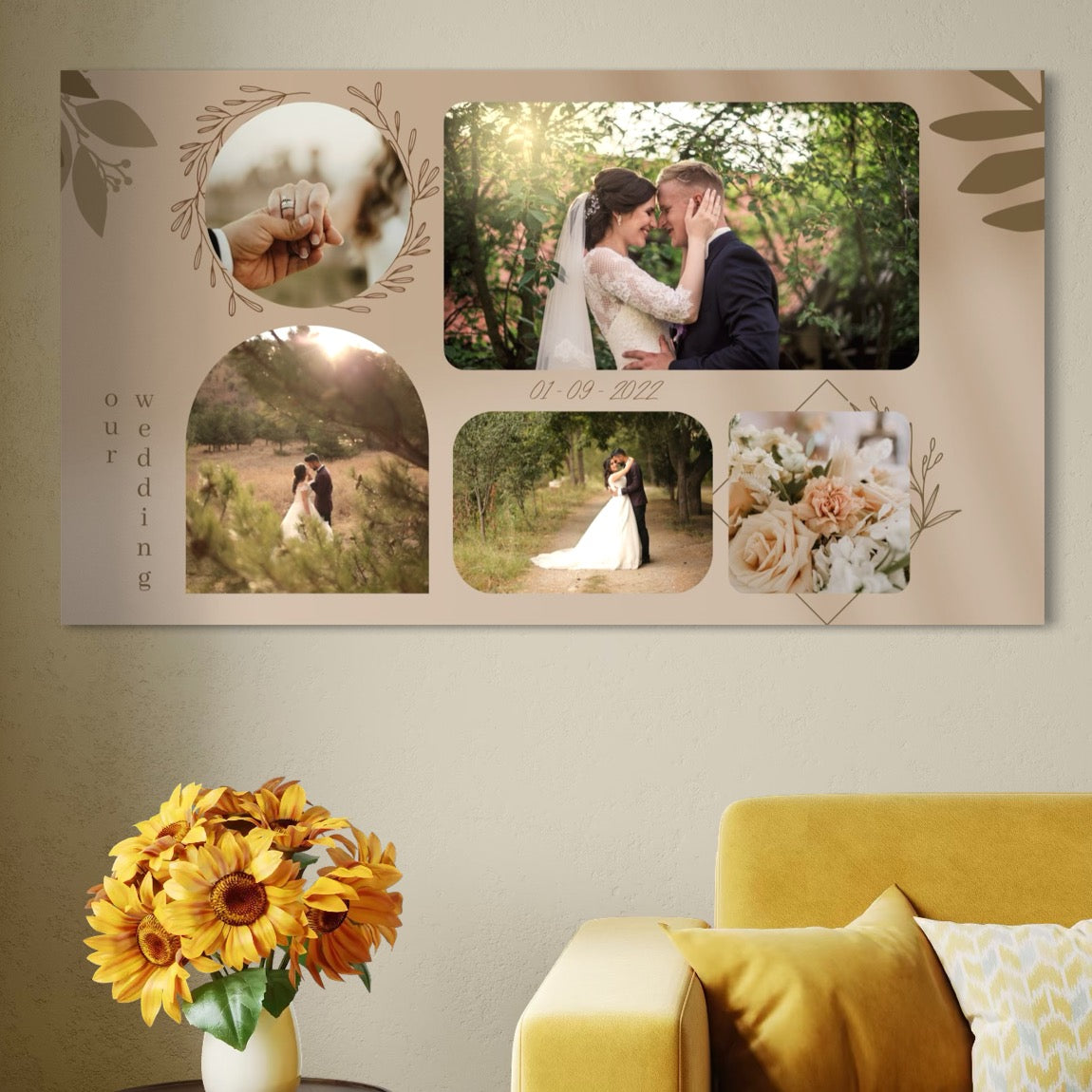 Tablou Canvas Personalizat cu 5 Poze Pentru Nunta 