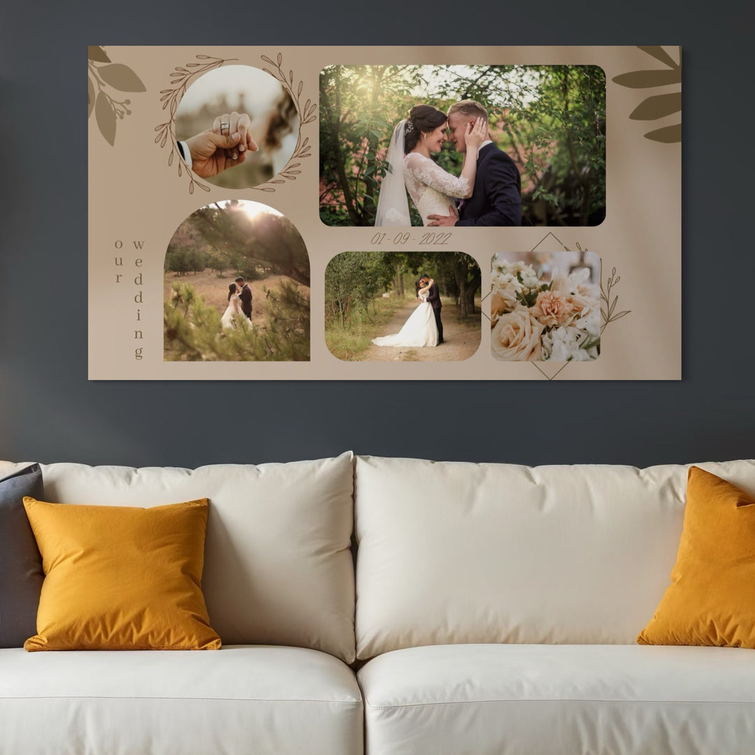 Tablou Canvas Personalizat cu 5 Poze Pentru Nunta "Our Wedding", PS208
