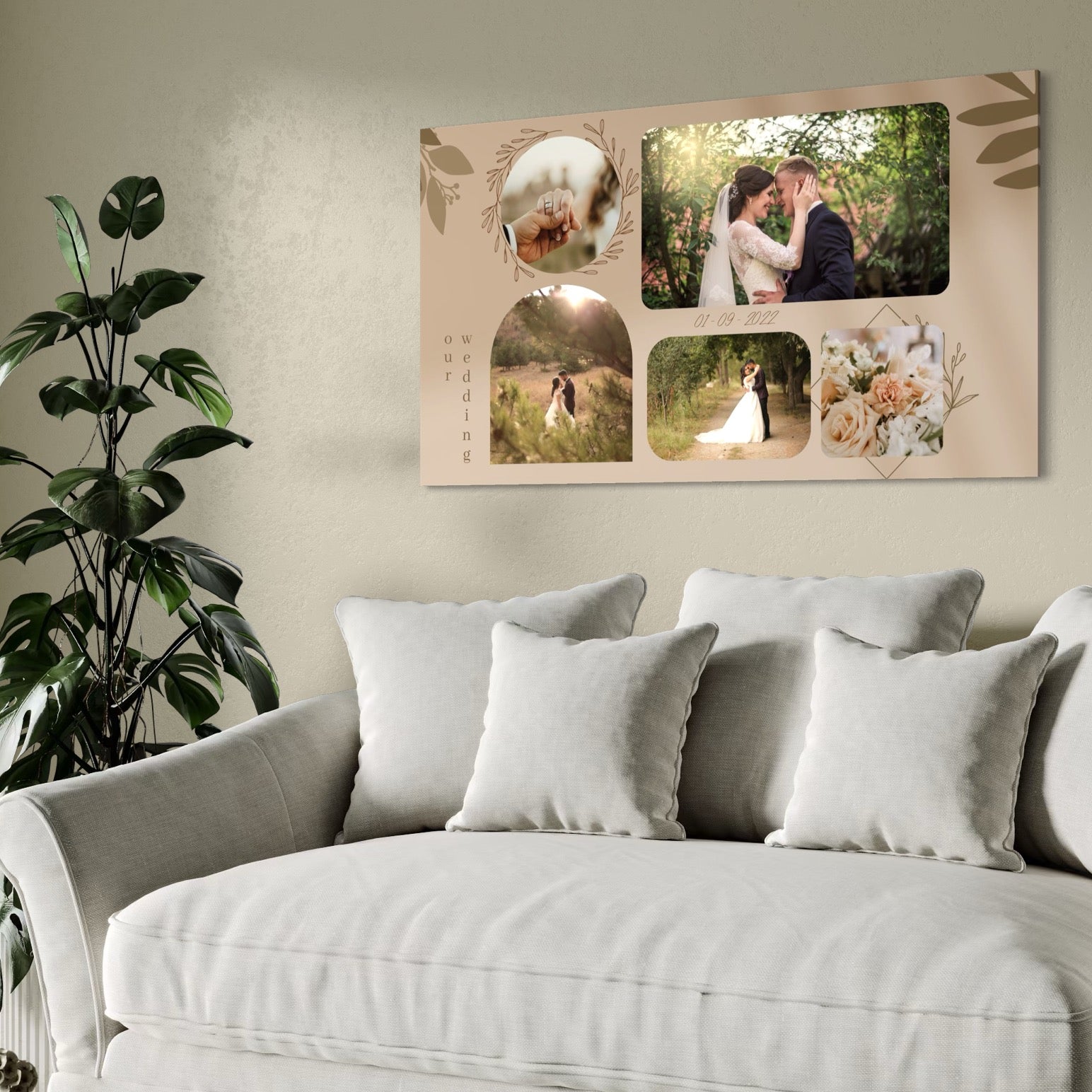 Tablou Canvas Personalizat cu 5 Poze Pentru Nunta 