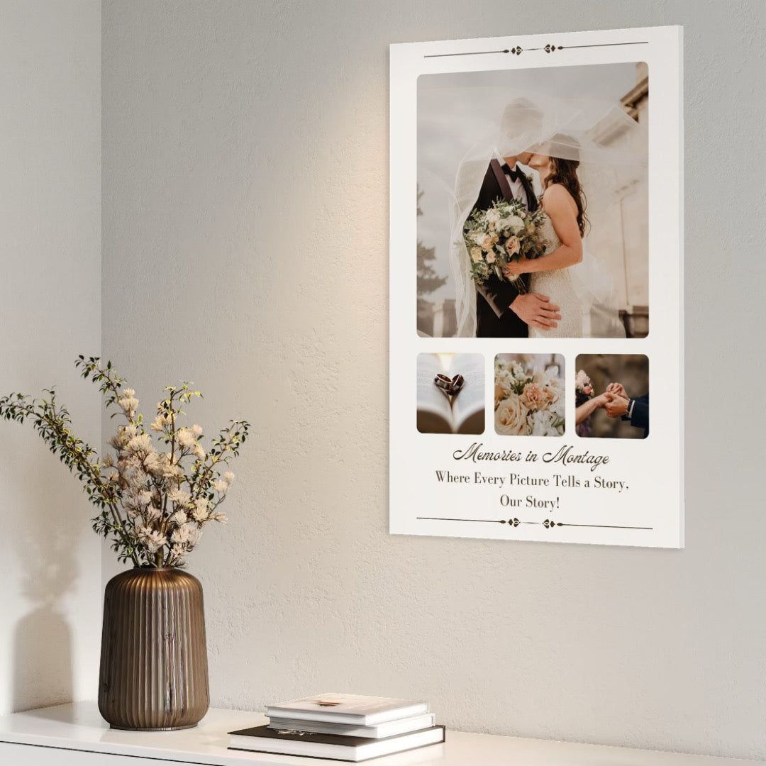 Tablou Canvas Personalizat cu 4 Poze Pentru Nunta "Memories In Montage", PS209