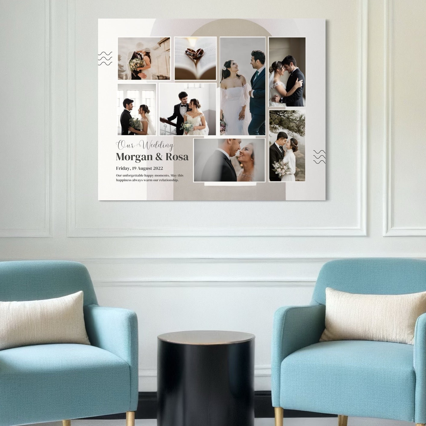 Tablou Canvas Personalizat cu 8 Poze Pentru Nunta 