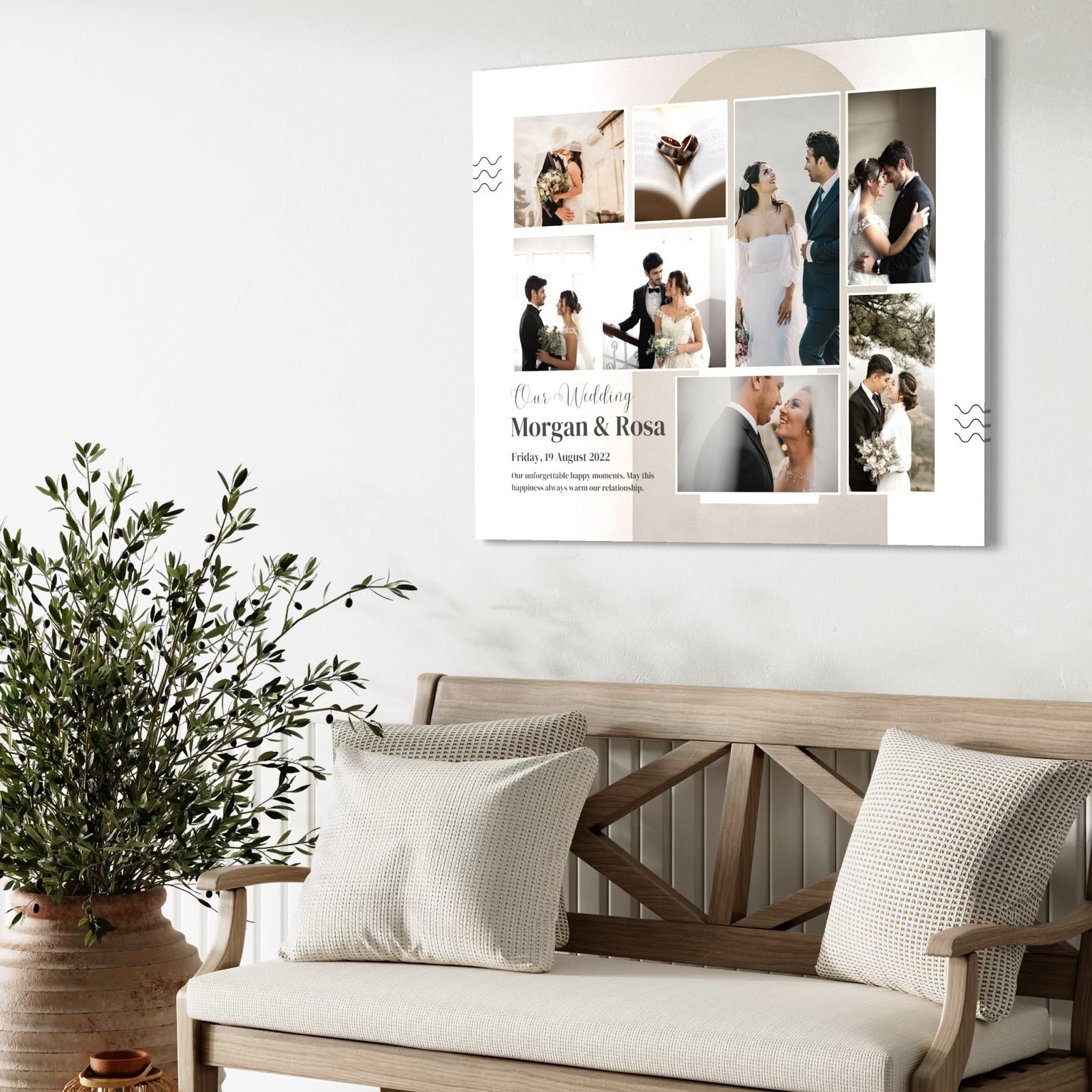 Tablou Canvas Personalizat cu 8 Poze Pentru Nunta 